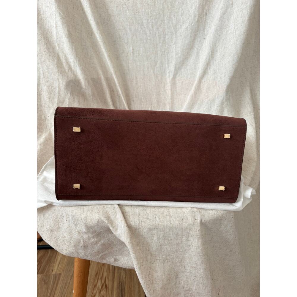 The Row Margaux Burgundy Suede Top Handle Bag - Picture 8 of 15